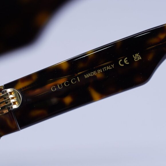 Gucci GG1296S 004 Sunglasses Havana Rectangle Frame, Green Lenses - Picture 8 of 12